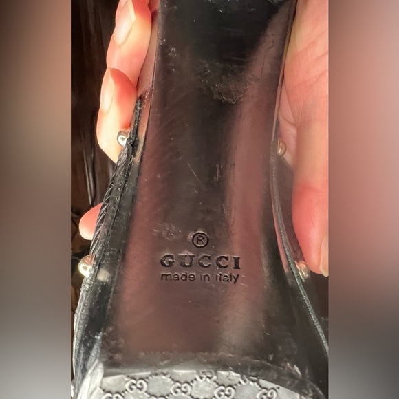 Gucci Black Leather Icon Bit Platform Sandal Clog Heel EU 38+ US 8/8.5 - Picture 6 of 6
